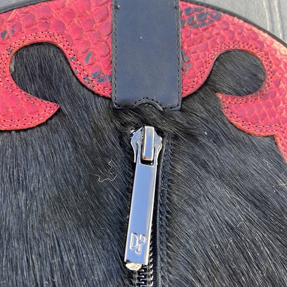 Donald Pliner Western Red Snakeskin Cowboy Boots fur - Picture 3 of 9